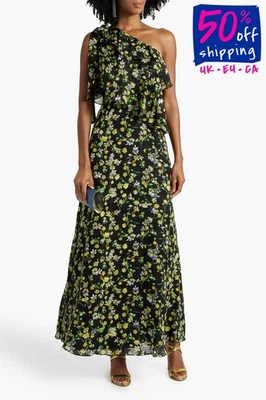 Maxi Vestido Mikael Aghal de Gasa con Un Hombro US18 UK22 IT54 XXXL Forrado PVP €895 Foto 1 de 4