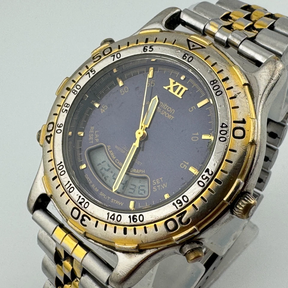 Reloj Digital Analógico Armitron De Colección Hombres Bisel Giratorio Alarma Cronógrafo Batería Nueva 8" Foto 1 de 4