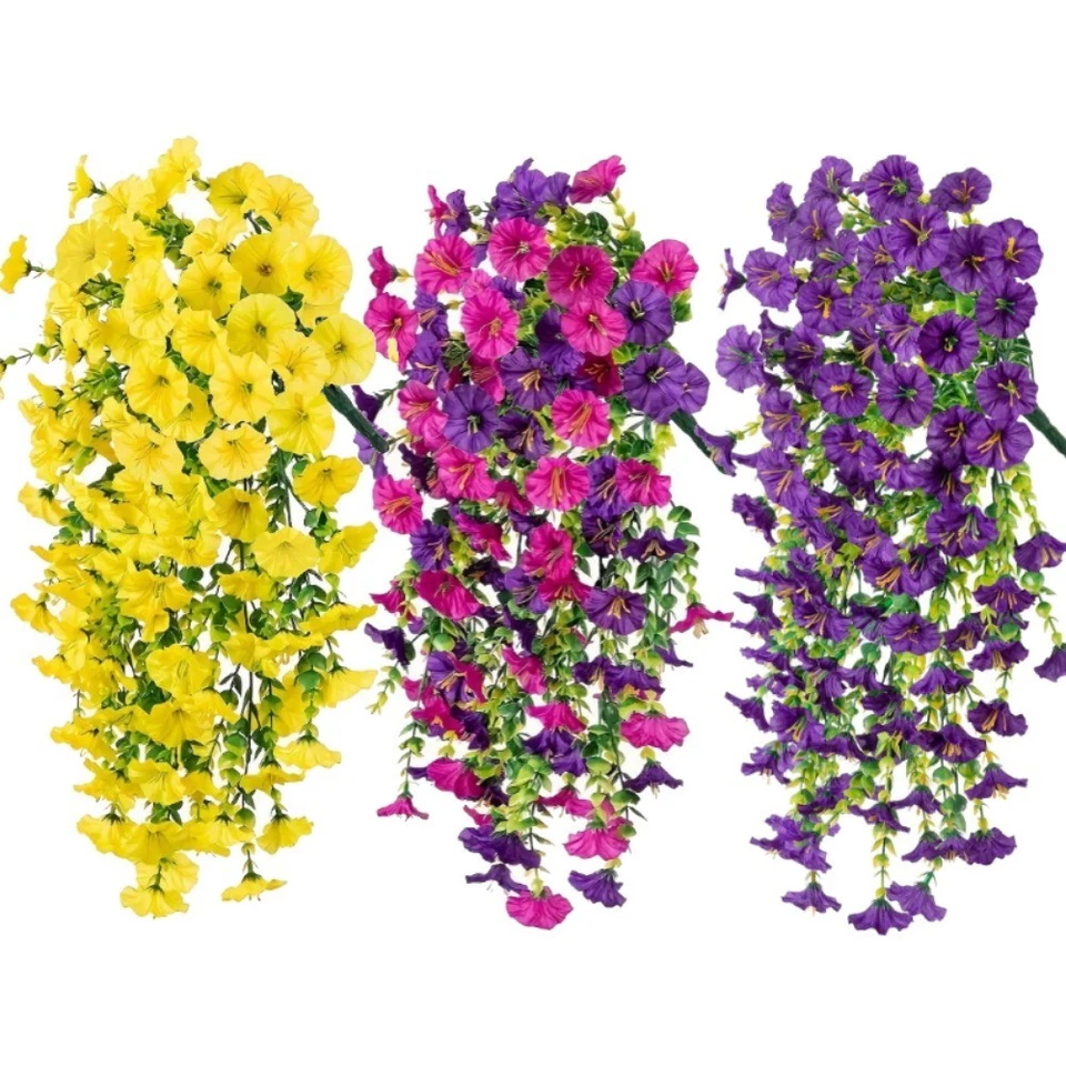 Artificial Flowers UV Resistant  Fake Flower Plants Garden Wedding Hanging Decor - Image 1 of 4