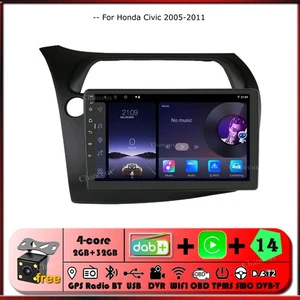Autoradio 9" Android 14 Carplay GPS SAT Navi BT DAB DVR per Honda Civic 2005-2011 - Foto 1 di 12