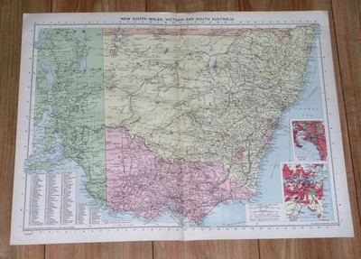 1940 ORIGINAL WWII MAPA DE NUEVA GALES DEL SUR VICTORIA MELBOURNE SYDNEY AUSTRALIA Foto 1 de 3