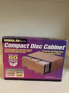 Vintage Modular Series 60 Compact Disc Cabinet CD Faux Wood Case NOS - Picture 1 of 7