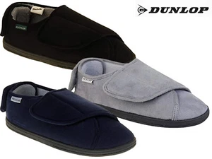 Mens Dunlop Orthopaedic Slippers Diabetic Wide Fit Faux Fur Lined Indoor Shoes - Picture 1 of 22