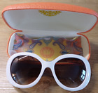 Powder Taupe/Cream Ladies' Sunglasses with Orange Case & Patterned Cloth - New