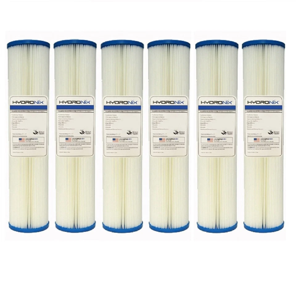 6 PK, Pleated Sediment Water Filter Home, Commercial, Reusable 4.5" x 20", 20 μm - Image 1 of 3
