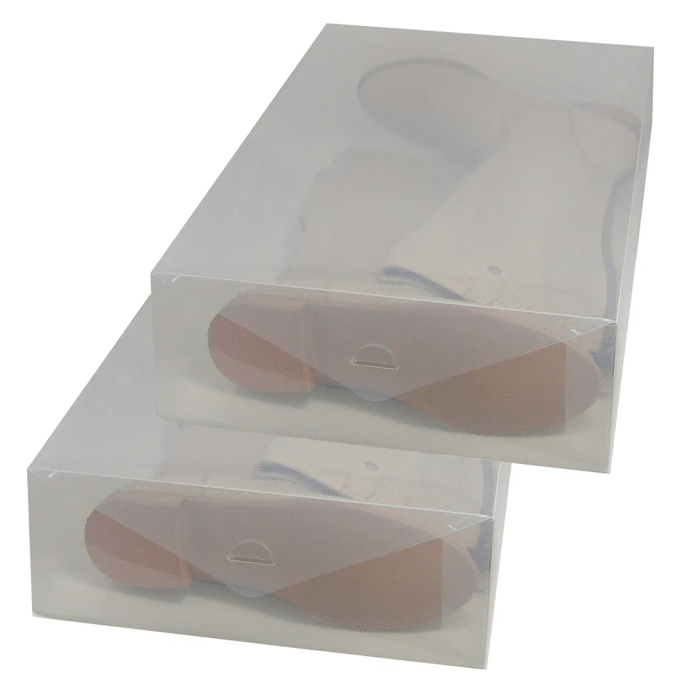 2x DynaSun PP384 Scatola Porta Stivali Scarpe Uomo Donna Salvaspazio Trasparente