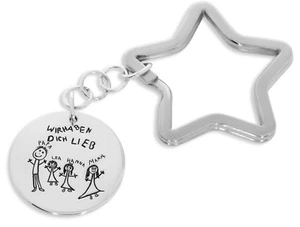 Llavero con escritura a mano grabado imagen dibujo infantil regalo mamá papá - Imagen 1 de 4