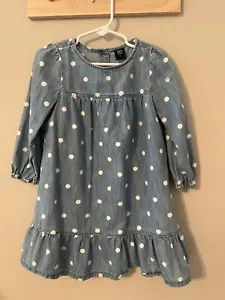 GAP Girls Denim Dress Size 4 Polka Dot 100% Cotton - Picture 1 of 10
