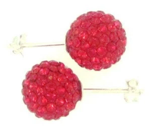  10mm Sterling Silver Pave Crystal Ball Stud Earring FREE COMFORT DISC  - Picture 1 of 29