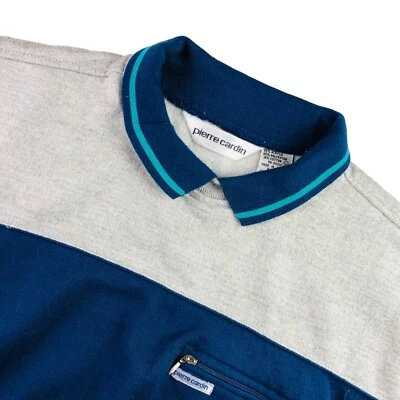 VTG Pierre Cardin Men’s Cotton Blend Polo Sweater Blue Gray • Medium - Image 1 of 4