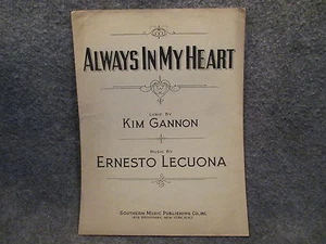 Vintage 1942 Kim Gannon & Ernesto Lecuona Always In My Heart Sheet Music - Picture 1 of 3