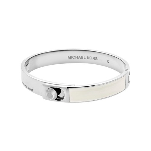 Bracciale Braccialetto Cernierato Acetato Argento Nuovo con Etichette Michael Kors MKJ5377 Heritage