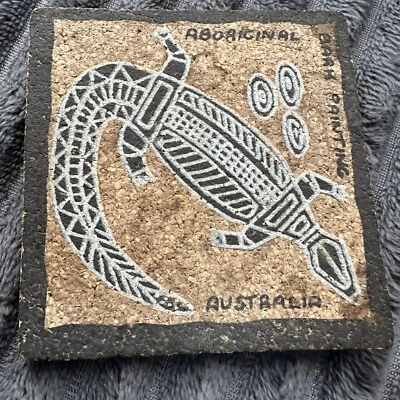 Vintage Cork Coaster Aboriginal Bark Painting, Australia - Image 1 of 4