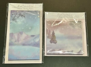 Set of 2 Rose Colored Daze Winter Landscape Silver Stars Vellum Sticky Notes - Picture 1 of 1