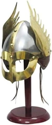 Средневековая маска шлем викинга копия доспехи шлем воина с деревянной подставкой - Изображение 1 из 4