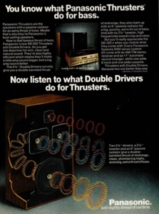 1978 Vintage Print Ad You know Panasonic Thrusters do for bass Double Drivers - Picture 1 of 2