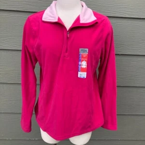 Danskin Now Womens Fleece Top Sz XXL 20 Pink Sweater Quarter Zip Semi Fitted NEW - Picture 1 of 8