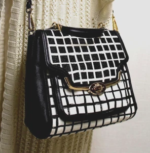 Authentic Coach Madison Graphics # 28084 Handbag Crossbody Purse White and Black - Picture 1 of 17