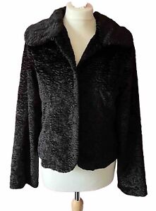 Miss Selfridge Black Faux Fur Fitted Short Jacket Gothic Classic