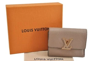 Auth Louis Vuitton Taurillon Portefeuille Capucines XS Wallet Beige Box 3923M - Picture 1 of 10