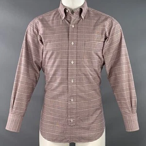 Camicia manica lunga in pile nero taglia S bianco bordeaux glenplaid cotone una tasca - Foto 1 di 6