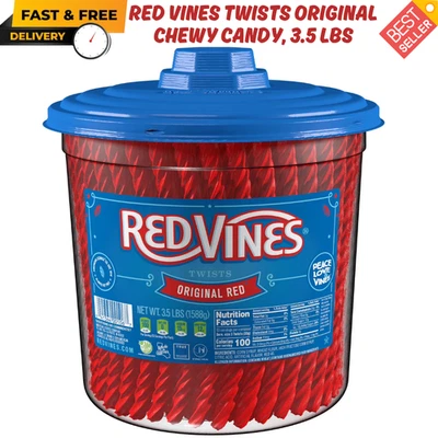 Red Vines Twists Original Chewy Candy, 3,5 lb frasco tamanho festa macio, FRETE GRÁTIS - Imagem 1 de 4