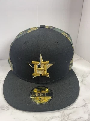 NWT Houston Astros Mens Fitted 7 1/2  New Era Two Tone Camouflage Hat SALUTE - Image 1 of 4