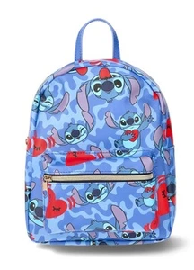 Disney Kids Lilo and Stitch Allover Print PU Mini Backpack, Blue New With Tags - Picture 1 of 5