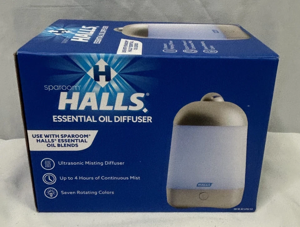 SpaRoom Halls Mini Essential Oil Diffuser Utlrasonic Misting Color Change Lights