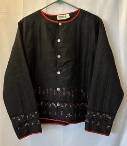 Chico's Women's 100% Silk Jacket Size 2 US L Embellished Beads Sequins Lined - Picture 1 of 9