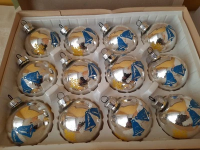 Christbaumschmuck Weihnachtskugeln DDR Lauscha 12 Stk. mundgeblasen handbemalt - Bild 1 von 3