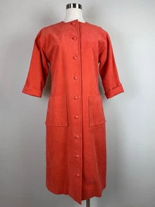 Mod 1960s Vintage Coral Melon Faux Suede Duster Jacket Fumi Boutique Tokyo Sz M - Bild 1 von 23