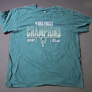 Camisa Milwaukee Bucks Para Hombre XL Verde NBA Manga Corta Campeones 2021 - Imagen 1 de 6
