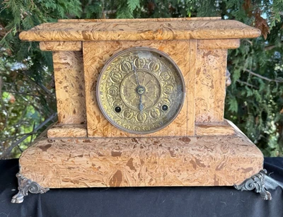 Antique 1905 Seth Thomas Mexican Onxy Adamantine Mantle Clock - SEE VIDEO - Image 1 of 4