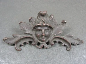 Antique ornate cast bronze or brass face bust furniture mount spare part - Picture 1 of 4
