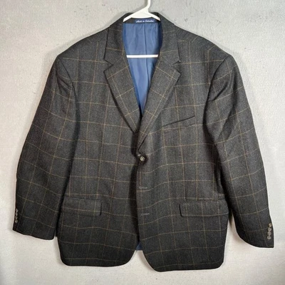 Chaqueta Blazer Paul Fredrick Para Hombres Lana Talla 50R Ventana Patrón Cuadros Carbón Foto 1 de 4