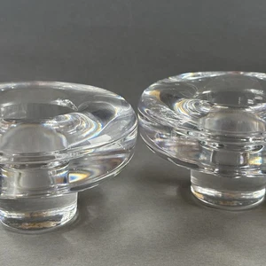 Set Of 2 Dansk Mid Century Modern Crystal Votive Taper Candle Holder - Picture 1 of 5