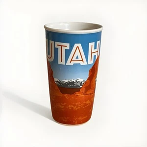 Starbucks UTAH Orange Mountains Ceramic Travel Tumbler 12 Oz Cup RARE 2017 - Picture 1 of 7