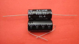 100 ELUM 33uF 450V AXIAL DL-8 Electrolytic Capacitor - Picture 1 of 1