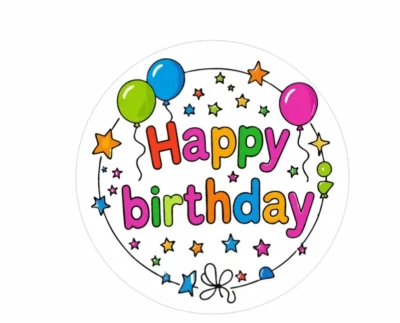 Happy Birthday Balloon Round Stickers 1.5" 60 Pcs -Scrapbooking-Crafts-and More! - Image 1 of 3