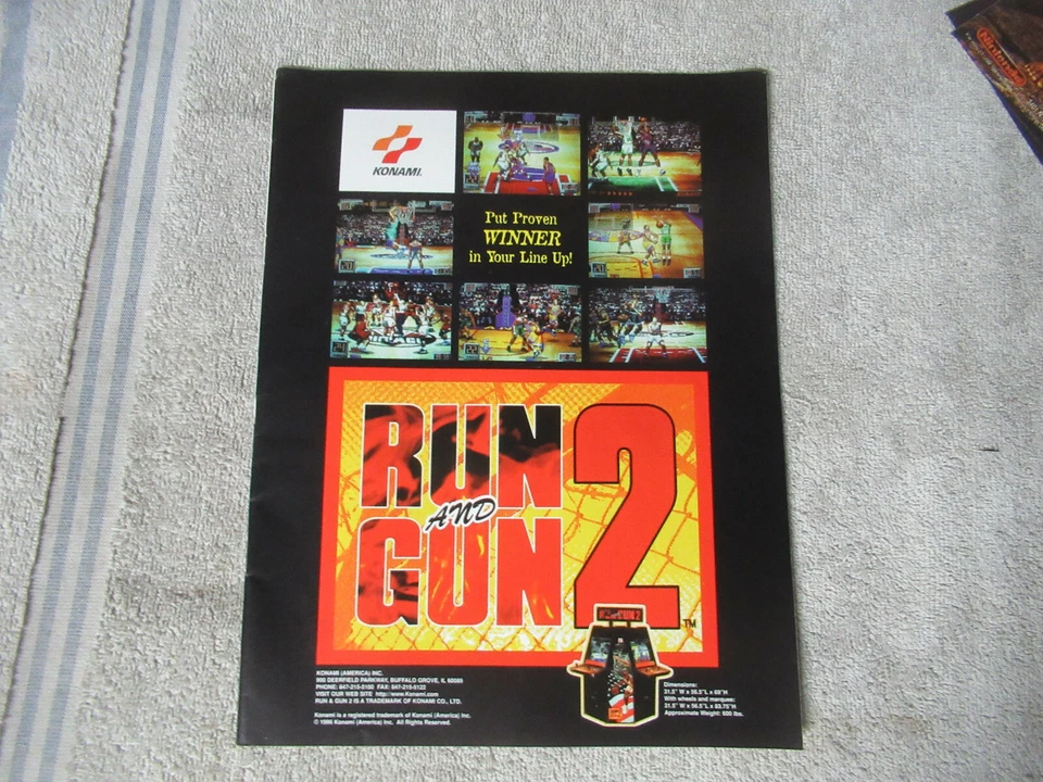 ORIGINAL 1996 AD  11- 8 3/8''  run and gun 2 konami ARCADE VIDEO GAME FLYER     - Image 1 of 1