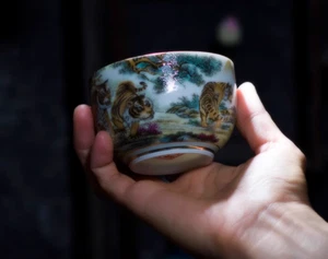 Jingdezhen Handarbeit Emaille blau-weiß Porzellan/Tiger Teetasse/High-End Tee s - Bild 1 von 3