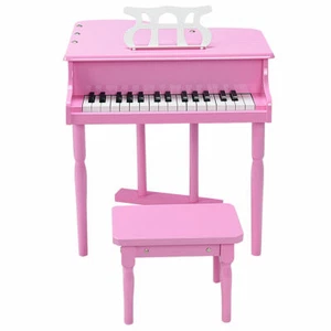 Children Keyboard 30-key Toy Beginner Baby Piano w/ Bench Wood Pink Perfect Gift - Picture 1 of 6