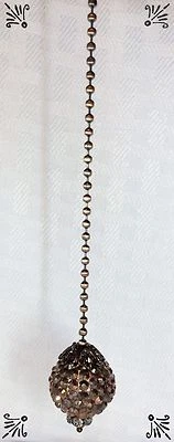 Ventilador de techo hecho a mano antiguo bronce rosa oscuro facetado discoteca cuentas tirador Foto 1 de 3