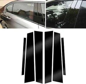 6pc Glossy Black Pillar Posts Decal Door Trim For BMW 5-Series F10 2011-2017 - Picture 1 of 12