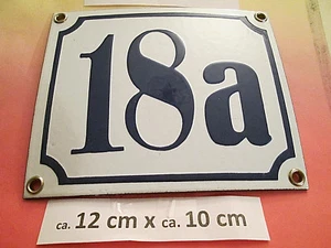 Hausnummer Nr. 18a dunkel-blau Zahl auf weißem Hintergrund 12 cm x 10 cm Emaille - Picture 1 of 12
