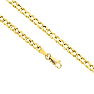 14K Real Solid Gold 2.5mm-7mm Cuban Curb Chain Necklace with Lobster Claw Clasp - Picture 1 of 11