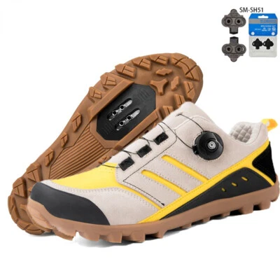 MTB Cycling Shoes with SPD Cleats Men's Breathable Self-Locking Road Bike Shoes - Image 1 of 4