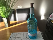 Blue Welsh Dry Gin Bottle With White Lights Upcycled