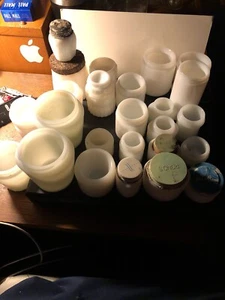 Lot of 29 Vintage Small White Milk Glass Jars 1900s-50s Some Full With Lids - Picture 1 of 14